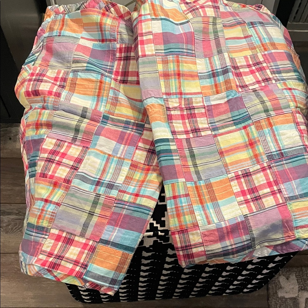 LL Bean Patchwork Duvet Cover and 2 pillow shams-Bright Madras-Inspired Cotton - Picture 6 of 8